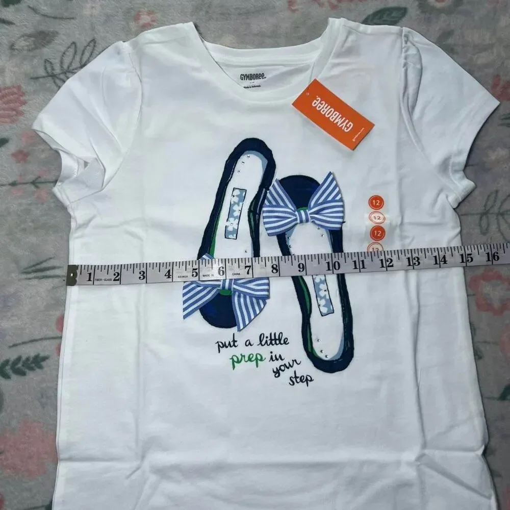 Gymboree T-Shirt 12 Preppy Coastal Nautical Kidcore Retro Twee Y2K Bows Coquette - Picture 7 of 8